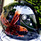 Hayabusa-Helm · Perleffekt schwarz und Candy orange